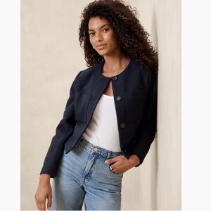 NWOT Banana Republic Navy Blue Cropped Blazer